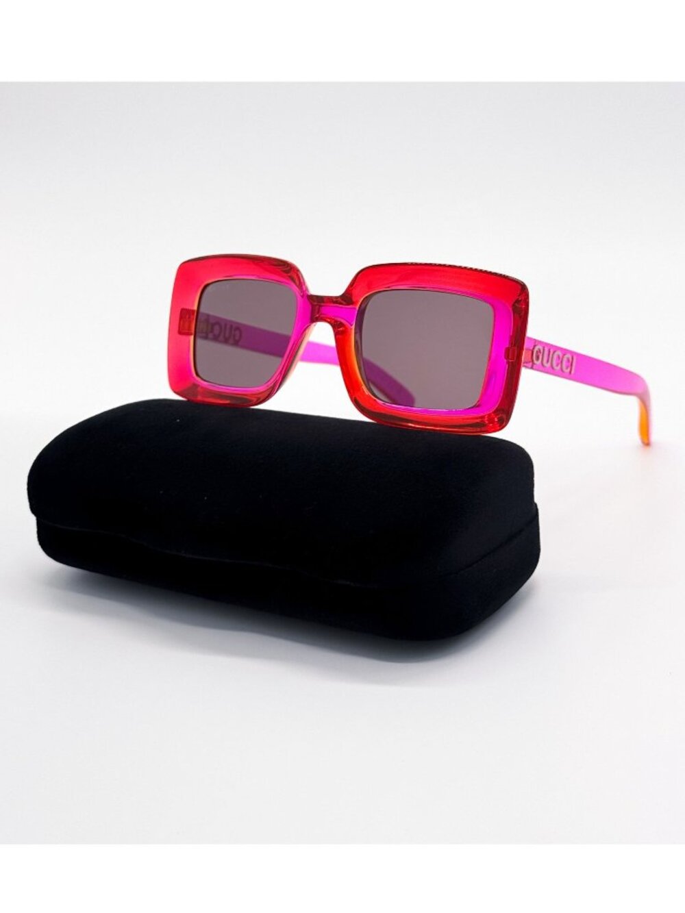 NWT Gucci GG1718S 004 Square Pink Gray Women Sunglasses